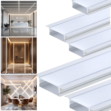 Profil Banda LED Incastrabil Plat XL cu Dispersor Alb Mat 2M