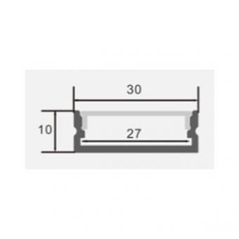 Profil Banda LED Aplicat Negru Plat XL Dispersor Alb Mat 2M