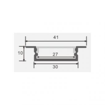 Profil Banda LED Incastrabil Negru Plat XL cu Dispersor Alb Mat 2M