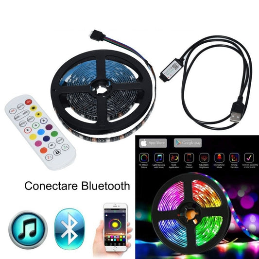 Kit Banda Led Rgb 12V Ip65 Smart 3 Metri Usb Tv Telecomanda Rf Strips