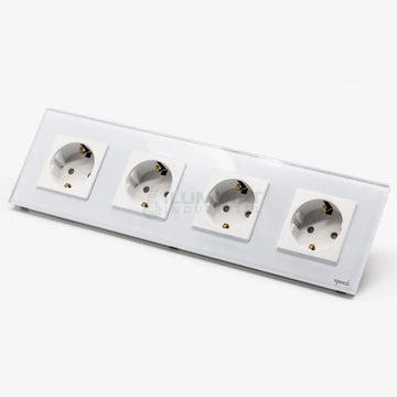 Priză Schuko Cvadruplă Cu Ramă Din Sticlă
