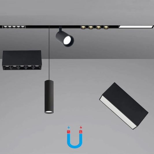 Spot Led 20W 60Cm Magnetic Smart Cct Negru Liniar Mat Telecomanda Track Light