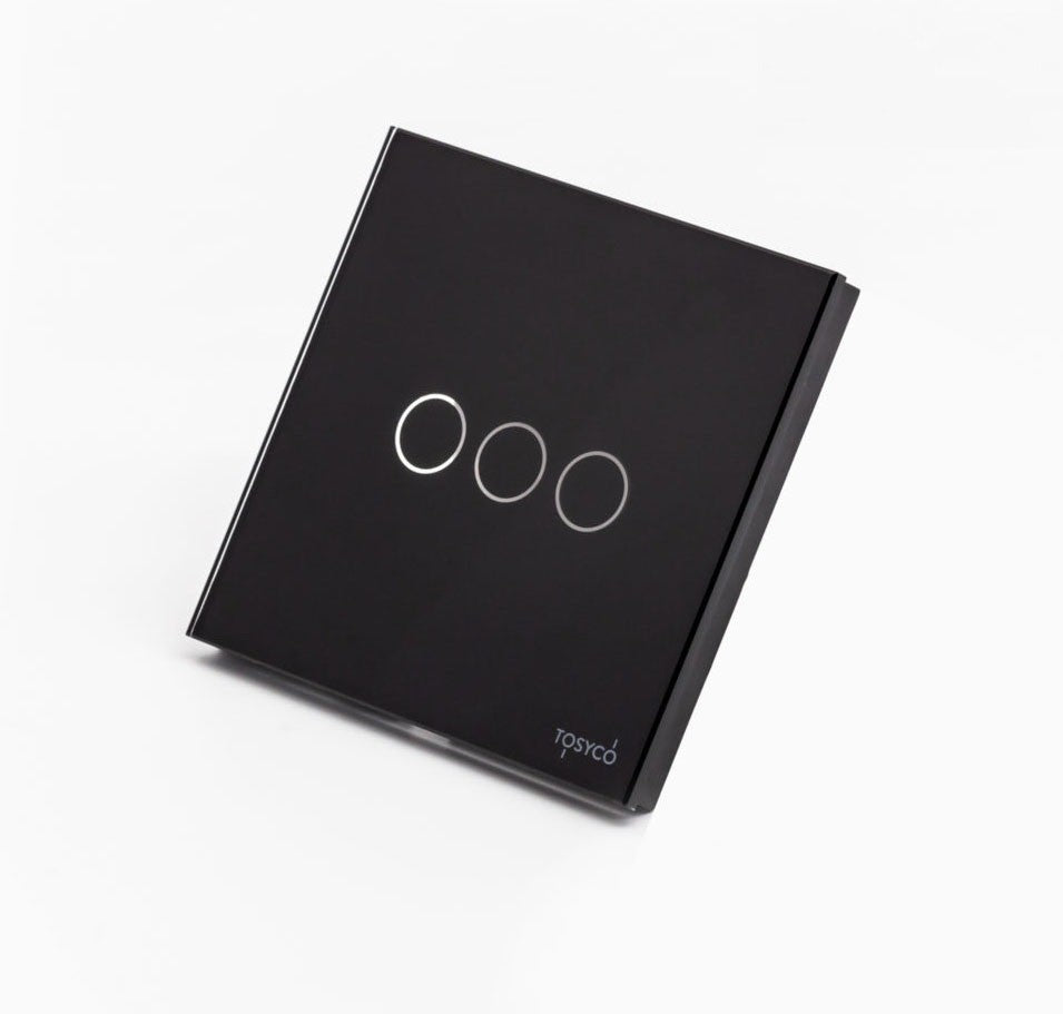 Intrerupator Triplu Wireless Cu Touch Din Sticla Alba