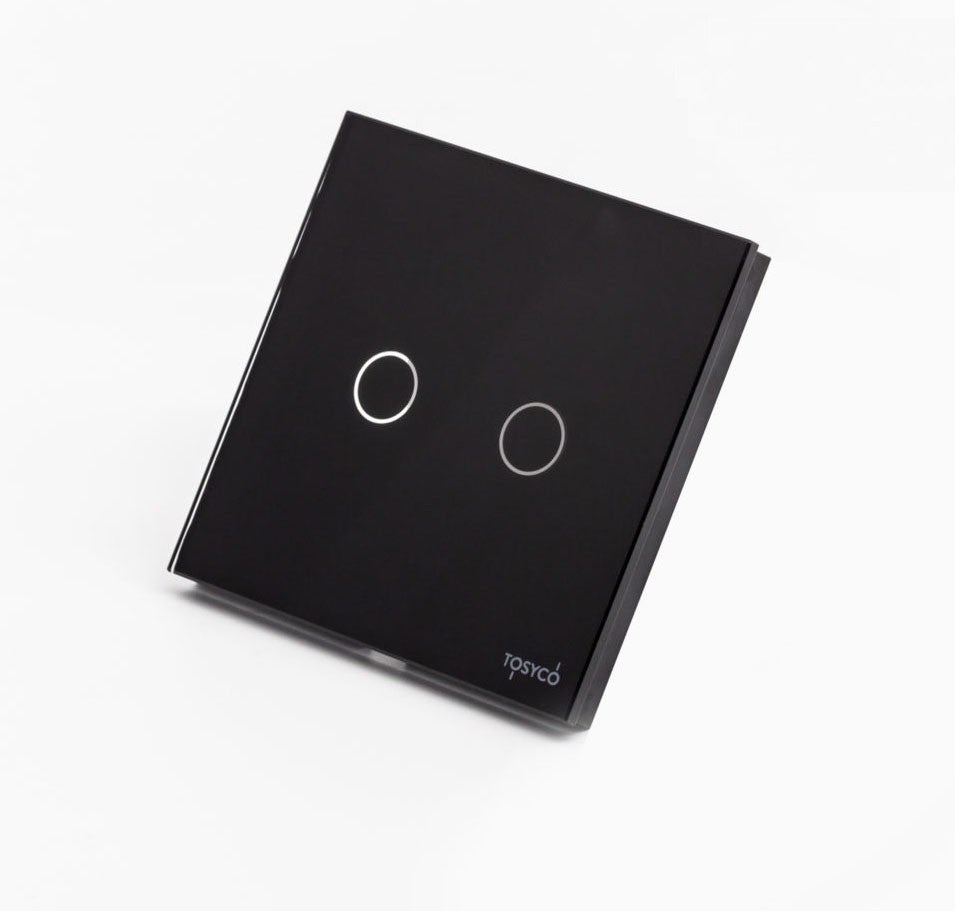 Intrerupator Dimabil Dublu Cu Touch Din Sticla Neagra