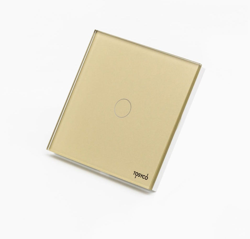 Intrerupator Dimabil Simplu Wireless Cu Touch Din Sticla Aurie