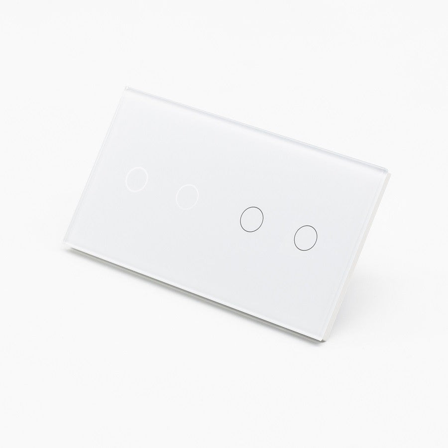 Intrerupator Dublu + Cu Touch Din Sticla Alba