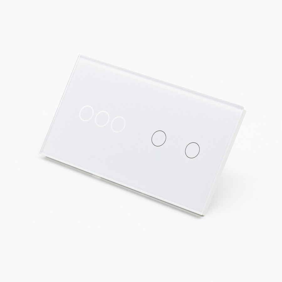 Intrerupator Triplu + Dublu Cu Touch Din Sticla Alba