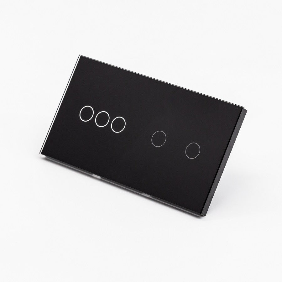 Intrerupator Triplu + Dublu Cu Touch Din Sticla Neagra