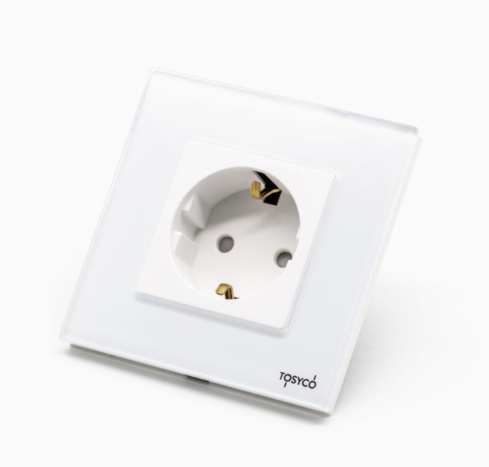 Priză Schuko Simplă Cu Ramă Din Sticlă