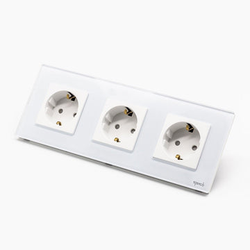 Priză Schuko Triplă Cu Ramă Din Sticlă