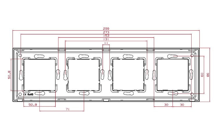 Priză Schuko Triplă + Tv Lan Cu Ramă Din Sticlă
