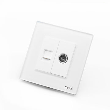 Priză Dubla Tv + Lan Cu Ramă Din Sticlă