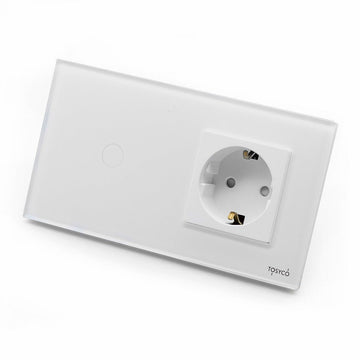 Întrerupător Dublu Cu Touch (Tactil) + Priză Schuko Tactil Switch