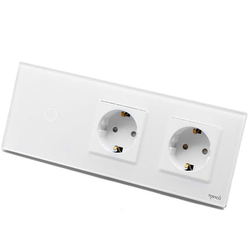 Întrerupător Simplu Cu Touch (Tactil) + Priză Schuko Dublă