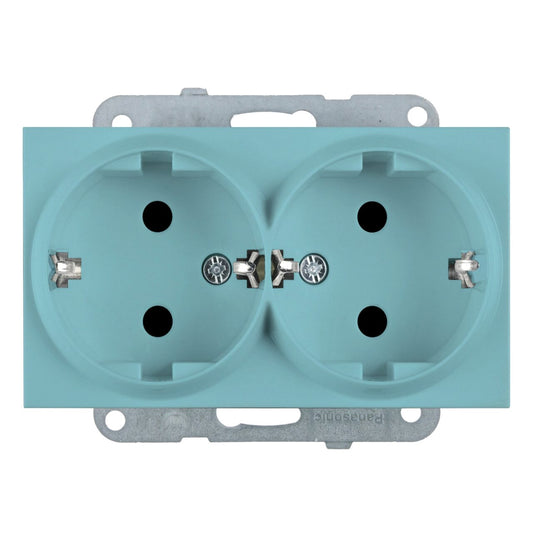 Mecanism Priza Schuko Dubla Turcoaz Monobloc Panasonic Karre Plus 55