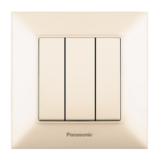 Comutator Triplu Simplu Bej Monobloc Panasonic Arkedia Slim