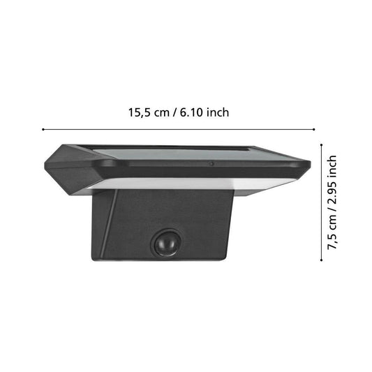 Aplica LED Porassa Black cu Senzor si Incarcare Solara IP44
