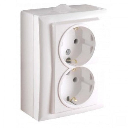 Priza Dubla PT Ceramica cu Contact de Protectie