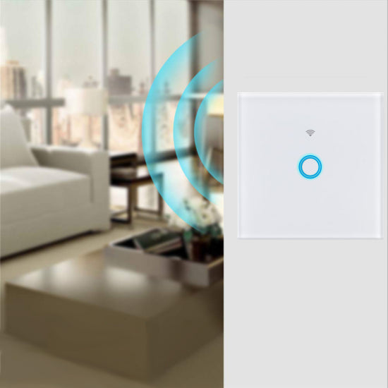 Intrerupator Touch Simplu Wi-Fi Sticla Securizata Alb