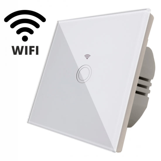 Intrerupator Touch Simplu Wi-Fi Sticla Securizata Alb
