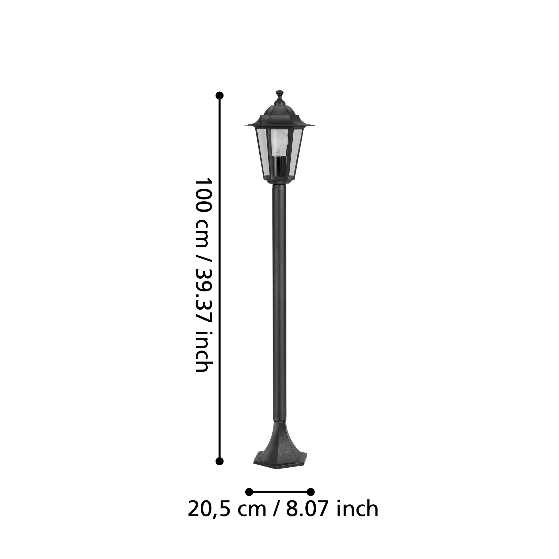 Stalp De Gradina LATERNA 4 Tip Felinar Negru 100CM STALP ORNAMENTAL GARDEN POLE