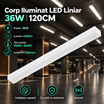 Corp Liniar LED Alb Proline cu Senzor 120 Cm 36W 4320lm CCT IP40