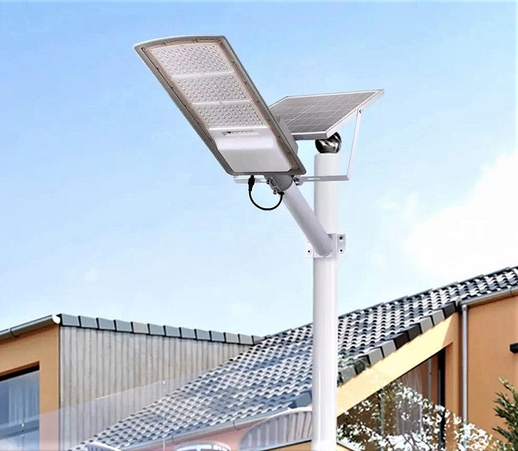 Lampa Led 100W Iluminat Stradal Solara Cu Brat Inclus Telecomanda Street Light