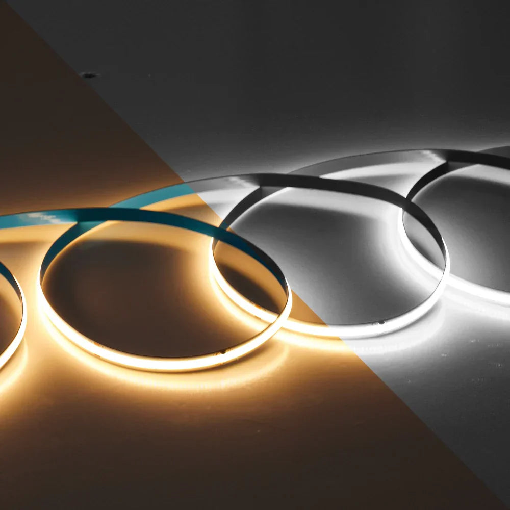 Banda LED 24V CCT COB 10 metri cu 3 Tipuri de Lumina 3 FUNCTII / IP21 INTERIOR / 10 METRI LED Strips