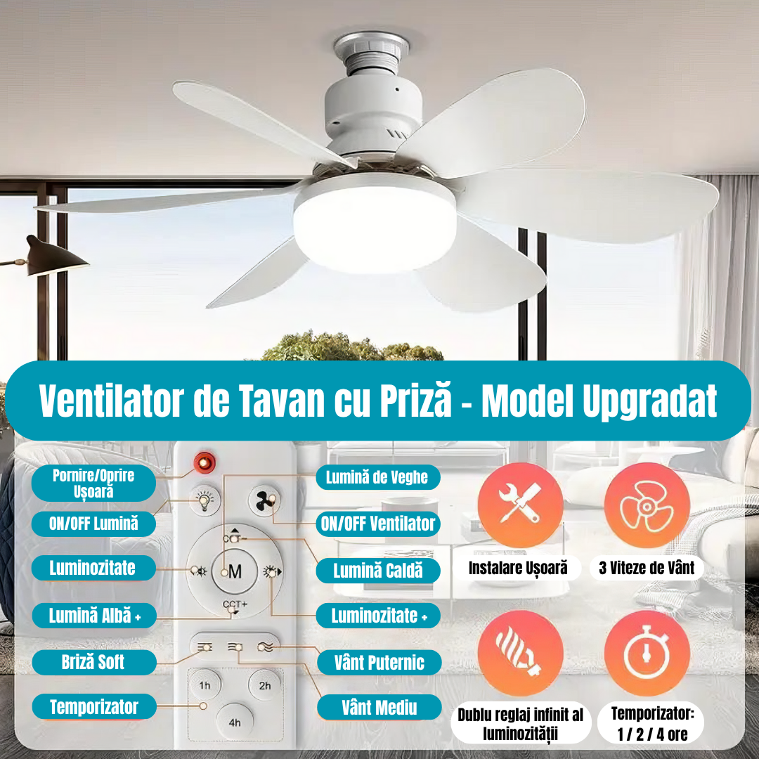 Ventilator Cu BEC LED + telecomanda💫 ALBA / VENTILATOR Lighting Fixtures