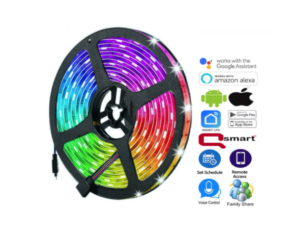Kit Banda Led Rgb 12V Smart Ip65 5 Metri Alexa & Google Assistant Strips