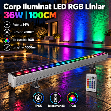 Corp Iluminat LED Arhitectural RGB 36W 100cm IP65