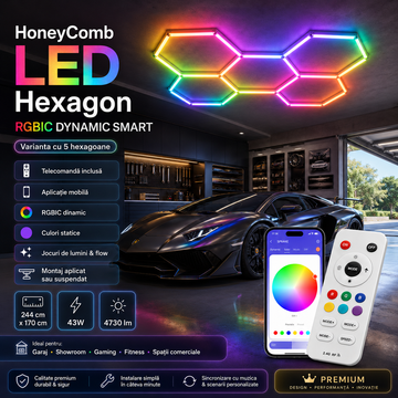 HoneyComb LED Hexagon RGB Digital SMART Telecomanda 244cm X 170cm