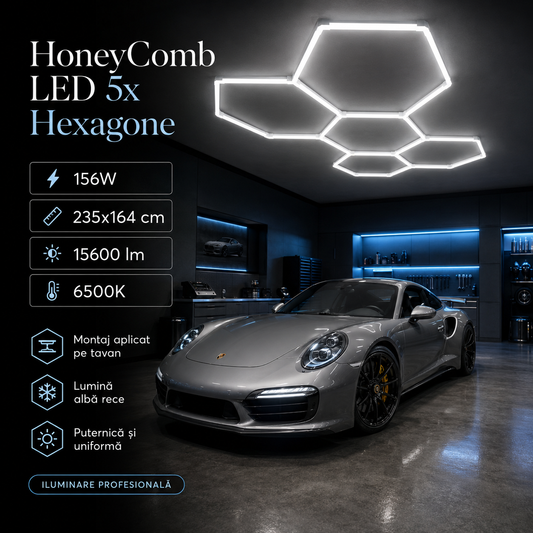 HoneyComb LED 5x Hexagone 156W, 235x164cm, 15600lm, 6500K