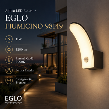 Aplica LED 11W EGLO FIUMICINO 98149 Senzor Exterior