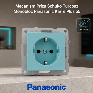 Mecanism Priza Schuko Turcoaz Monobloc Panasonic Karre Plus 55