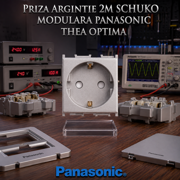 Priza Argintie 2M SCHUKO Modulara Panasonic Thea Optima