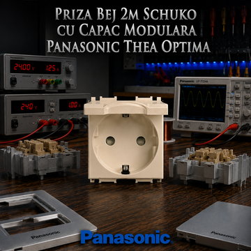 Priza Bej 2M SCHUKO cu Capac Modulara Panasonic Thea Optima