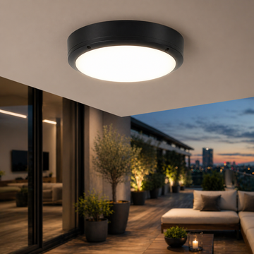 Aplica LED 18W Rotunda BAT Neagra Exterior Echivalent 150W