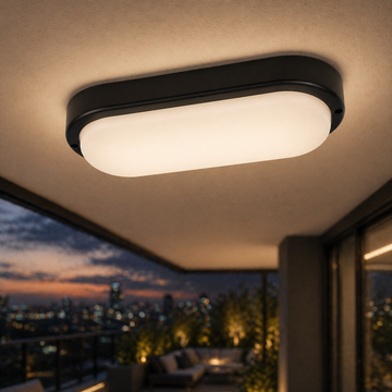 Aplica LED 18W Ovala BAT Neagra Exterior Echivalent 150W