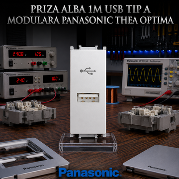Priza Alba 1M USB TIP A Modulara Panasonic Thea Optima