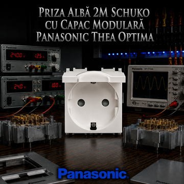 Priza Alba 2M SCHUKO cu Capac Modulara Panasonic Thea Optima