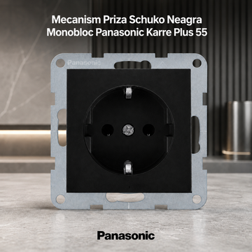 Mecanism Priza Schuko Negru Monobloc Panasonic Karre Plus 55