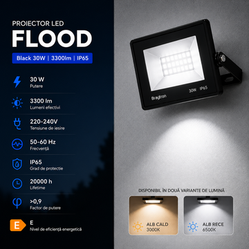 Proiector LED FLOOD Black 30W 3300lm IP65