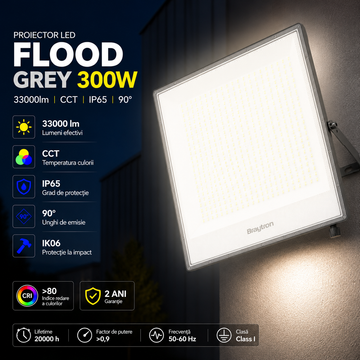 Proiector LED FLOOD Grey 300W IP65 33000lm CCT