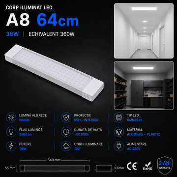 Corp Iluminat LED 36W 64cm A8 Interior