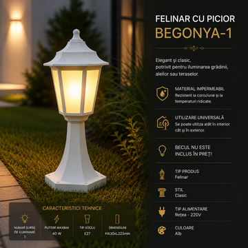 Felinar cu Picior Alb BEGONYA-1
