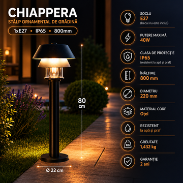 Stalp Ornamental de Gradina 1xE27 IP65 900803 CHIAPPERA
