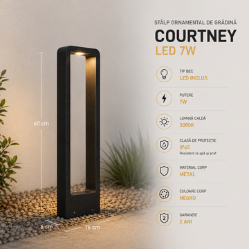 Stalp Ornamental De Gradina LED 7W 60CM Courtney