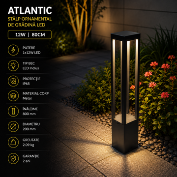 Stalp Ornamental De Gradina LED 12W 80CM Atlantic