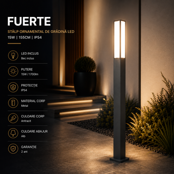 Stalp Ornamental De Gradina LED 15W 155CM FUERTE